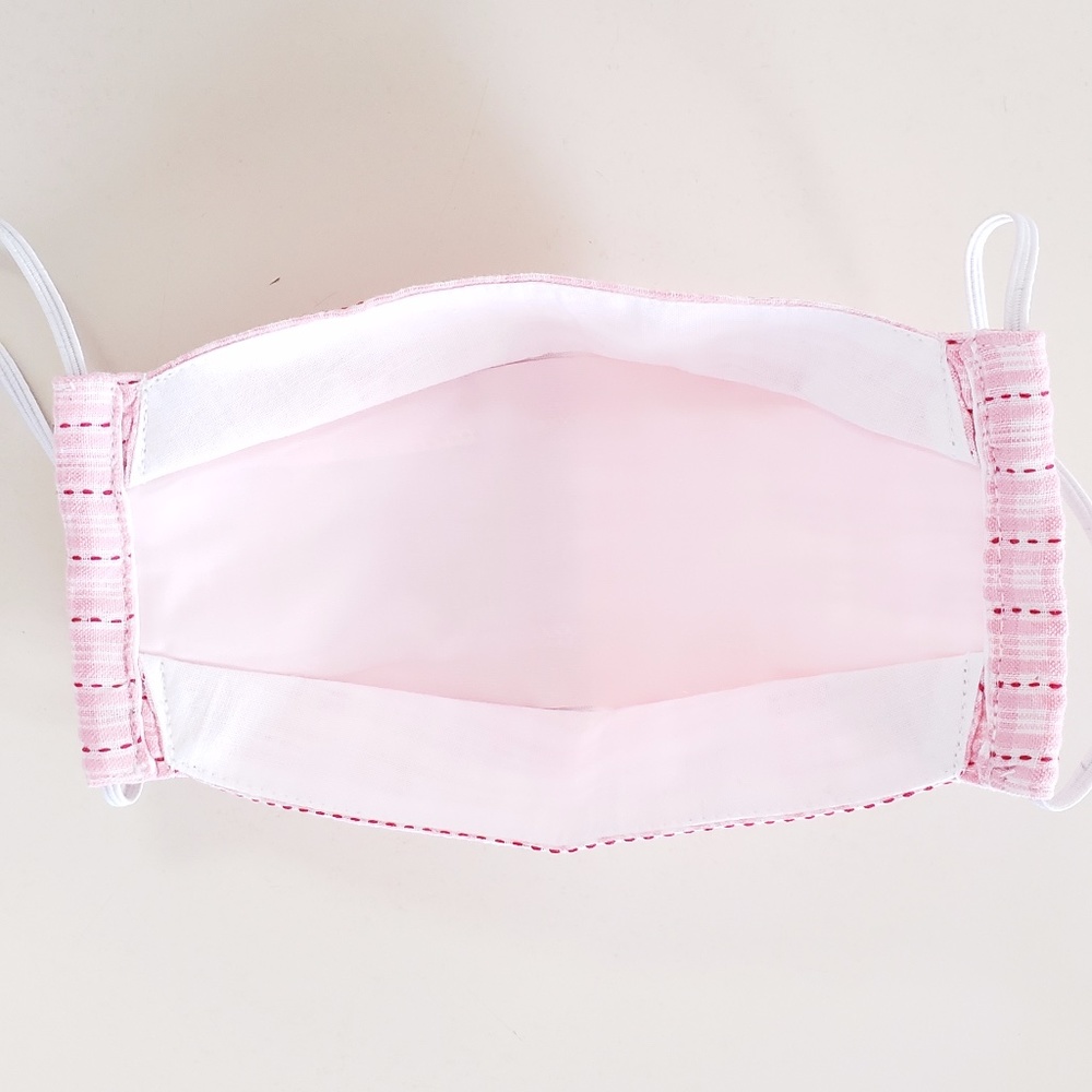 Cute Pink Plaid Full Coverage Face Mask w Pocket - Picture 4 of 8